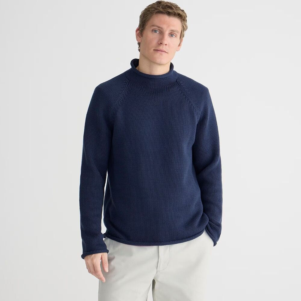 J. Crew 100% Cotton 1988 Rollneck Sweater in Navy Size 2XL